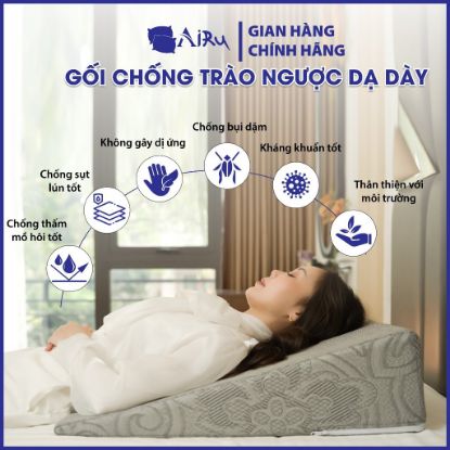 Gối trào ngược dạ dày AIRU màu ghi đậm