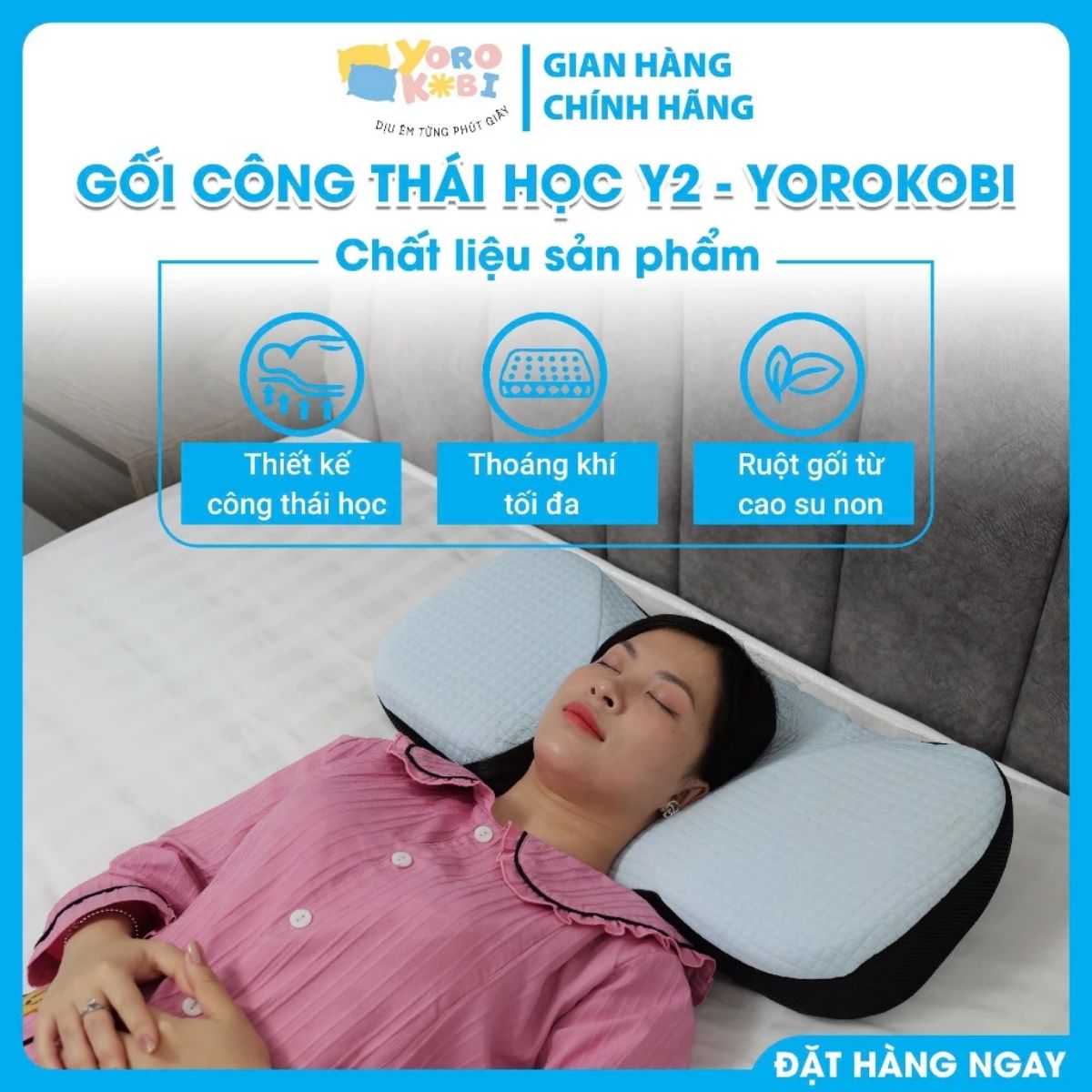 Hình ảnh của Gối ngủ công thái học YOROKOBI- Y2 chống đau mỏi cổ vai gáy giúp ổn định cột sống cổ với mọi tư thế ngủ