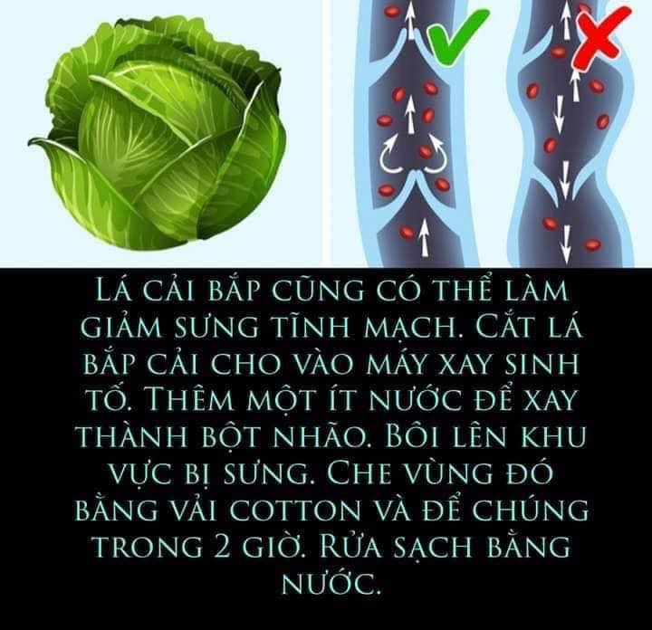 Lá cải bắp cũng có thể làm giảm sưng tĩnh mạch.